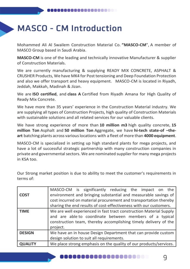 Masco Construction Materials Masco Cm Profile Brochure