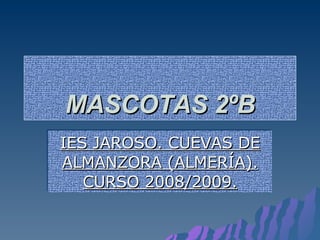 MASCOTAS 2ºB IES JAROSO. CUEVAS DE ALMANZORA (ALMERÍA). CURSO 2008/2009. 