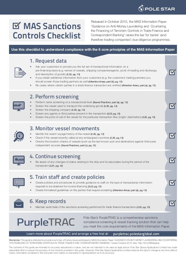 Mas Sanctions Controls And Aml Checklist