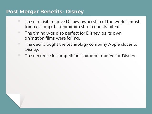 Disney and pixar merger impact on stock
