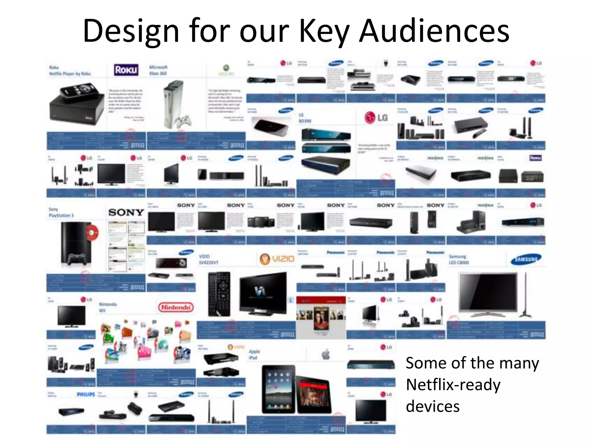 Design for our Key AudiencesSome of the many Netflix-ready devices