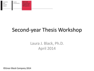 Second-year Thesis Workshop
Laura J. Black, Ph.D.
April 2014
©Greer Black Company 2014
 