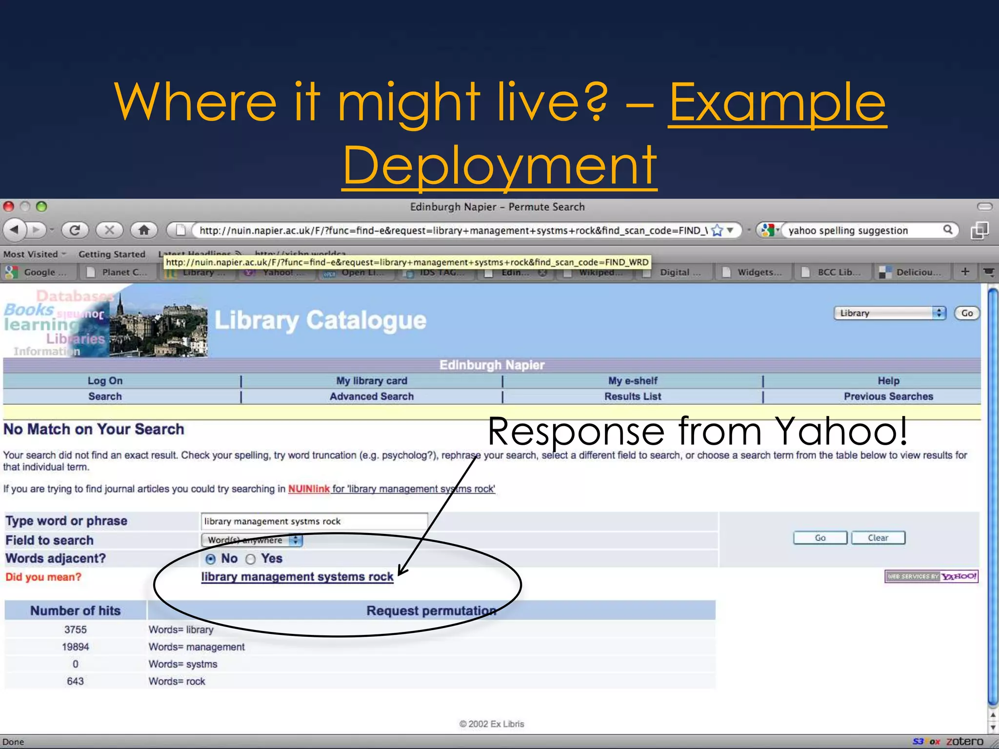 Where it might live? – Example DeploymentResponse from Yahoo!