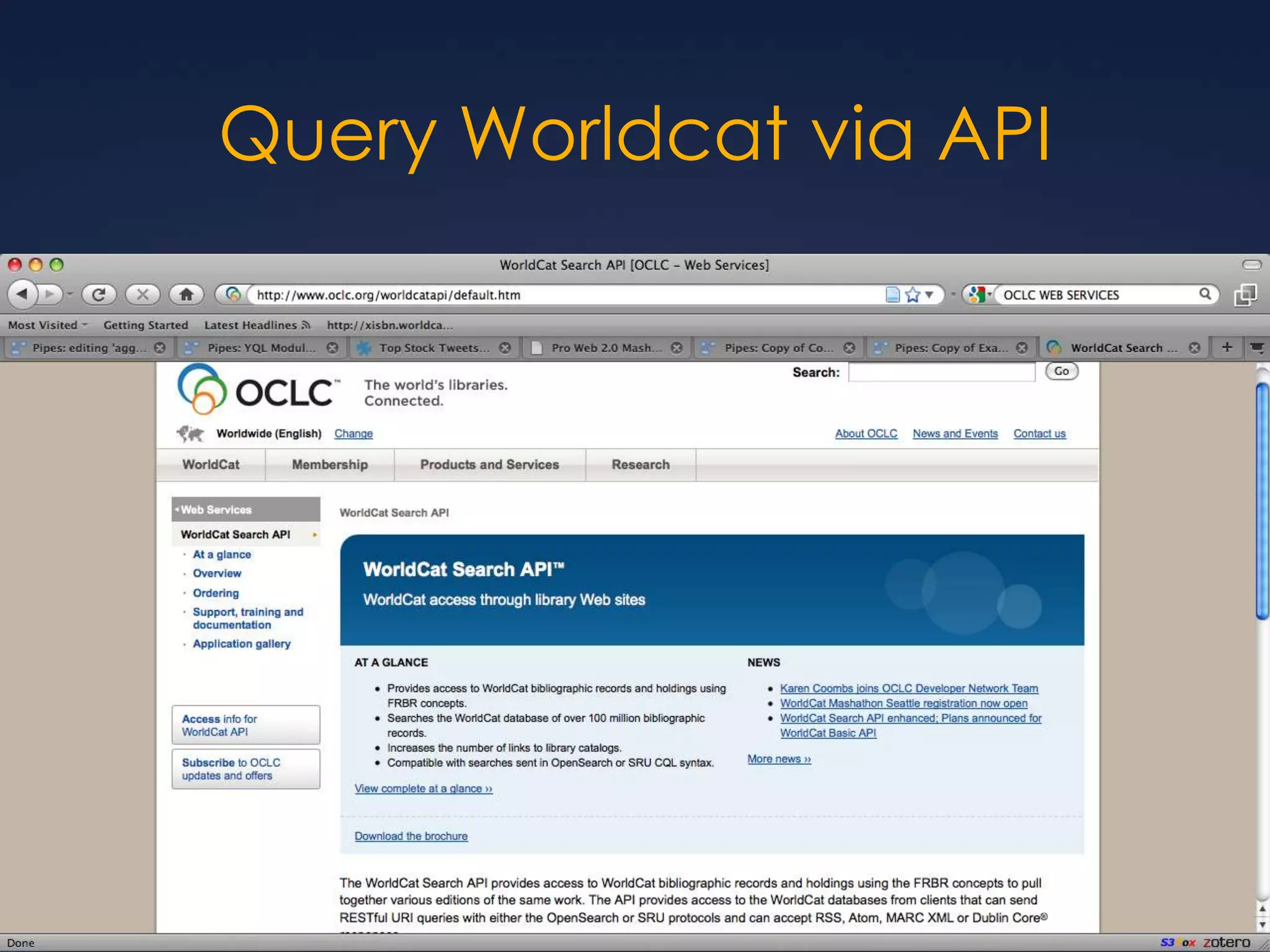 Query Worldcat via API