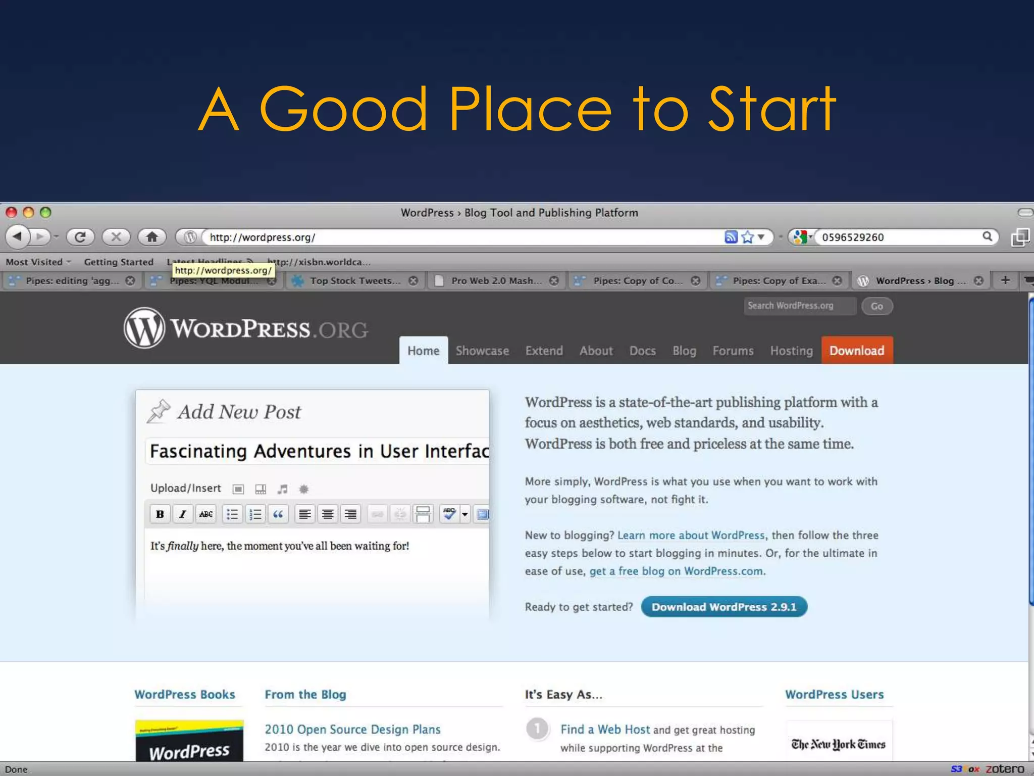 A Good Place to Start