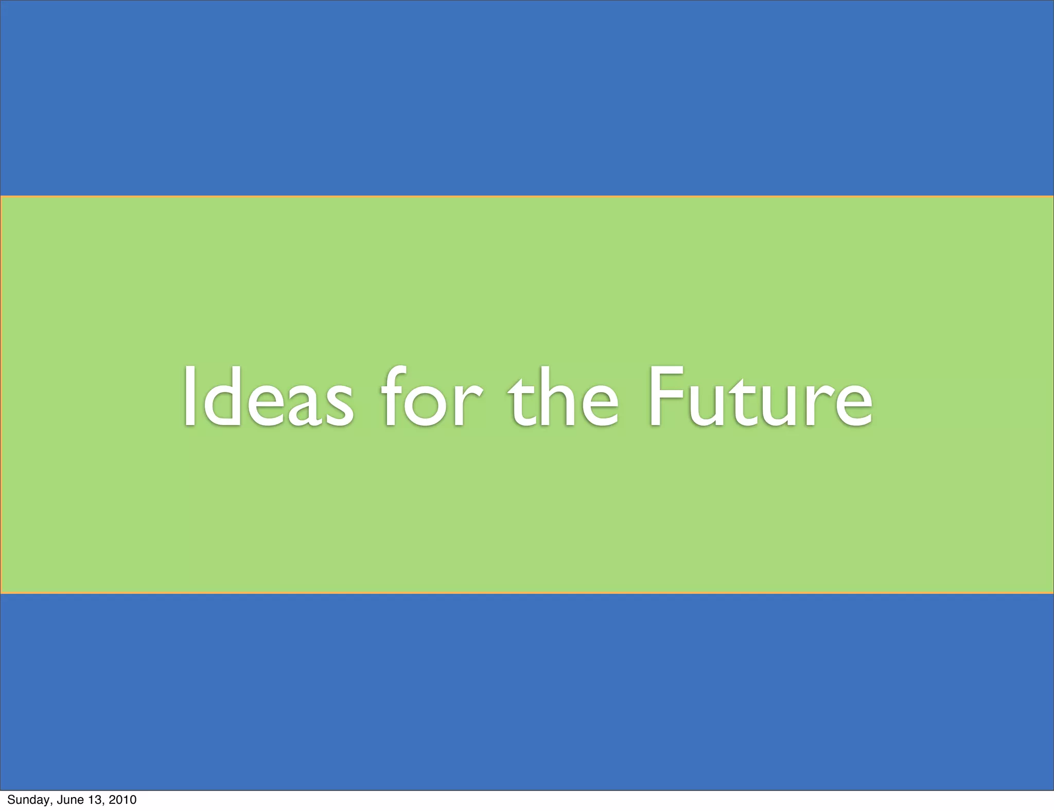 Ideas for the Future



Sunday, June 13, 2010
 