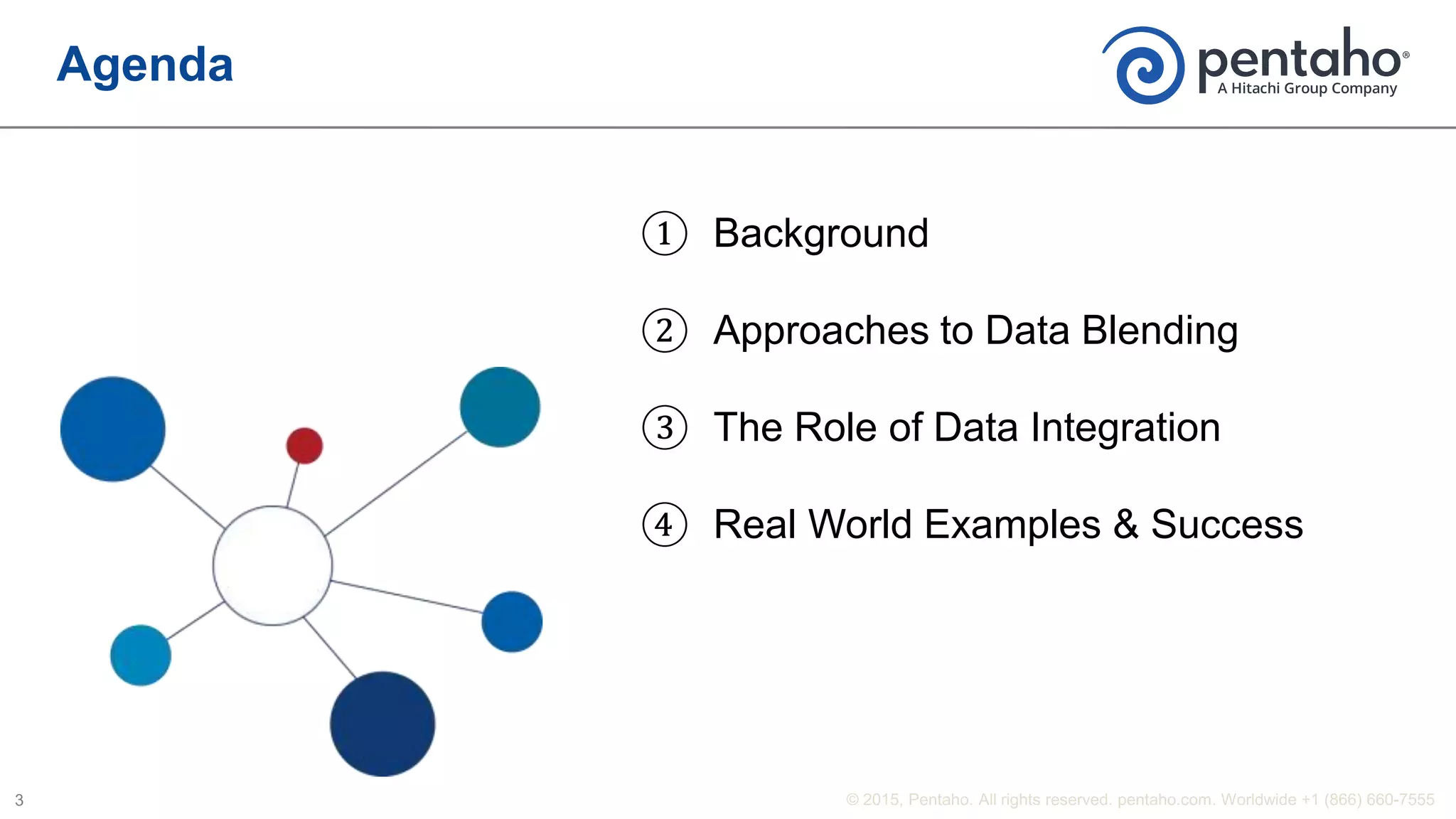 Agenda
① Background
② Approaches to Data Blending
③ The Role of Data Integration
④ Real World Examples & Success
 