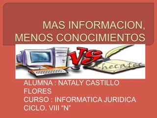 ALUMNA : NATALY CASTILLO
FLORES
CURSO : INFORMATICA JURIDICA
CICLO. VIII “N”
 