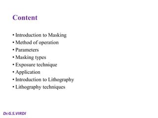 Masking Tutorial Pdf Masking and Lithography Techniques in Microelectronics | PDF