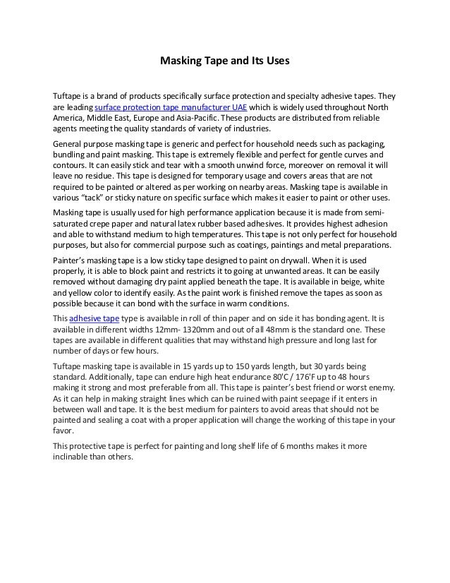 Masking tape and its uses