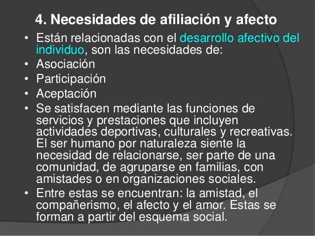 Resultado de imagen para cuales son las necesidades de la afiliacion