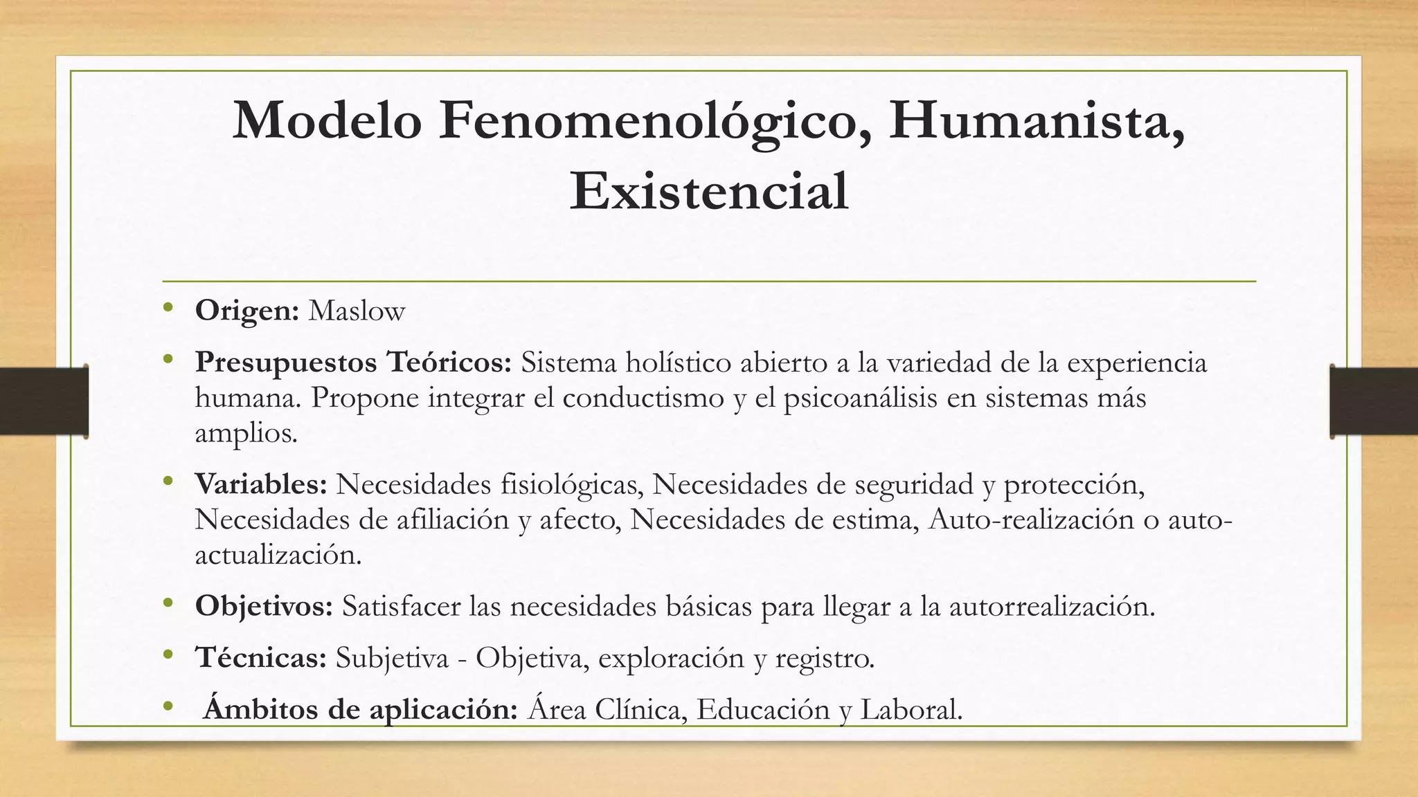 Modelo Fenomenologico Humanista de Maslow