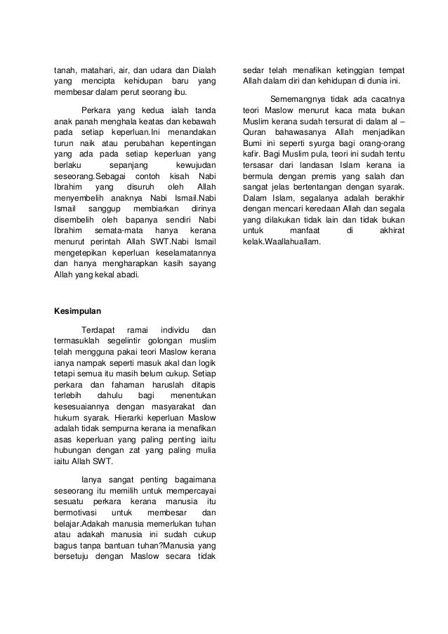 Teori Maslow dalam Perspektif Islam