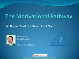 Go Beyond Maslow’s Hierarchy of Needs


        Presented by
        David Sharpley
                                                                       ?
        Chartered Psychologist




                http://www.pario-innovations.com/pario_products.html
 