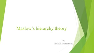 Maslow’s hierarchy theory
by,
ANBARASAN DESSINGOU
 