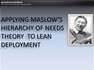 APPLYING MASLOW’S
HIERARCHY OF NEEDS
THEORY TO LEAN
DEPLOYMENT
 