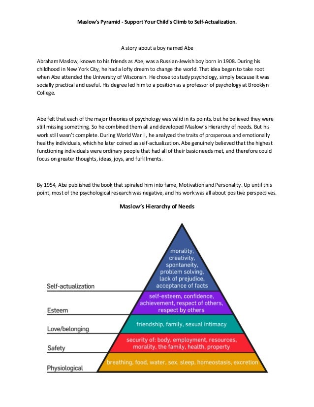 Maslow S Pyramid Support Your Child S Climb To Self Actualization