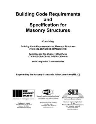 Specification Code Standard Logo masonary building specifications and design | PDF