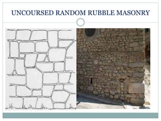 UNCOURSED RANDOM RUBBLE MASONRY
 