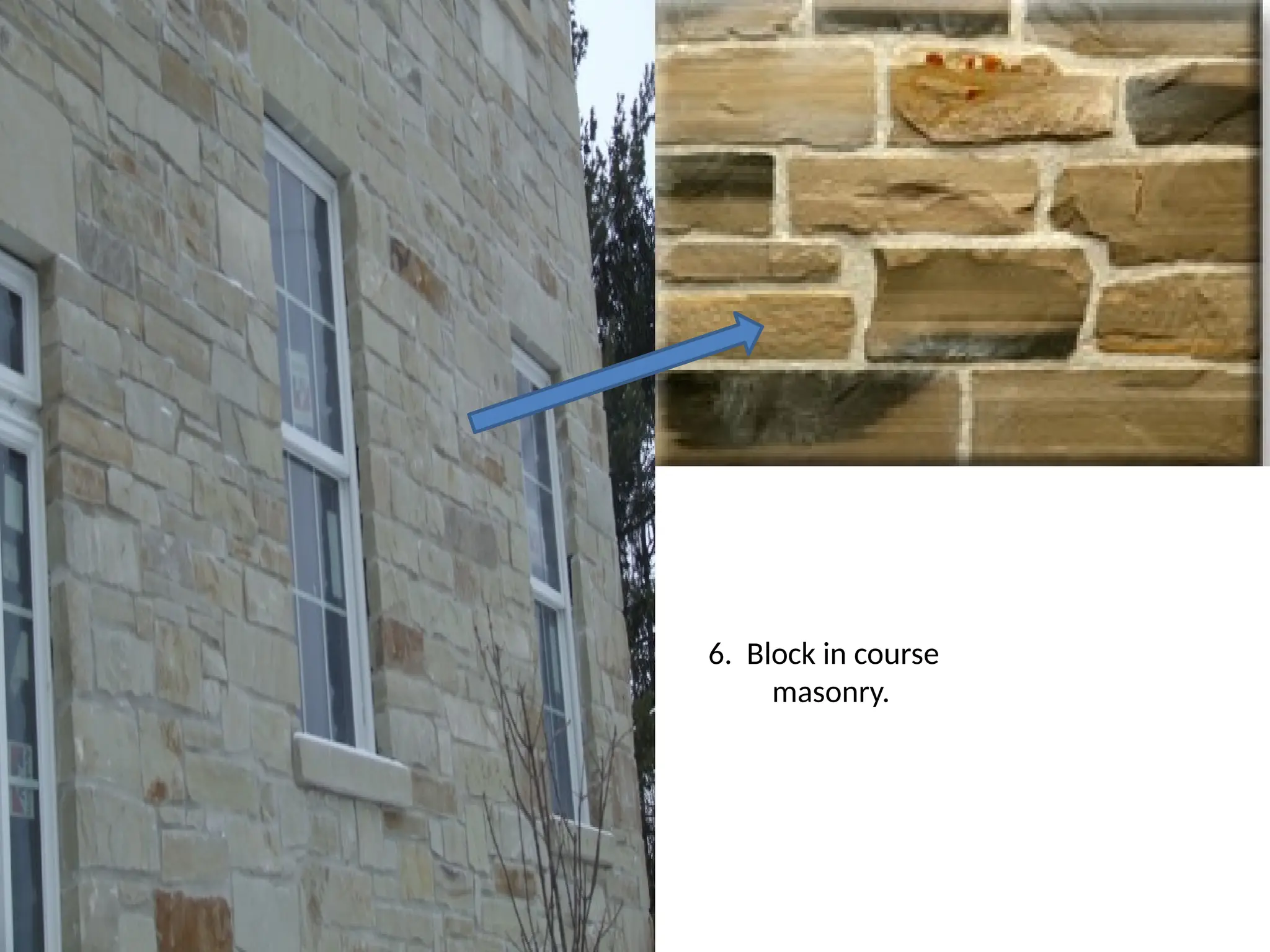 6. Block in course
masonry.
 