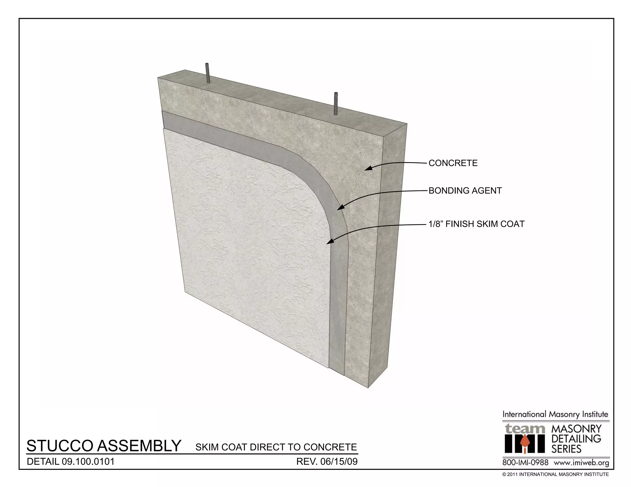 CONCRETE


                                                       BONDING AGENT


                                                       1/8” FINISH SKIM COAT




STUCCO ASSEMBLY      SKIM COAT DIRECT TO CONCRETE
DETAIL 09.100.0101                     REV. 06/15/09
                                                                       © 2011 INTERNATIONAL MASONRY INSTITUTE
 