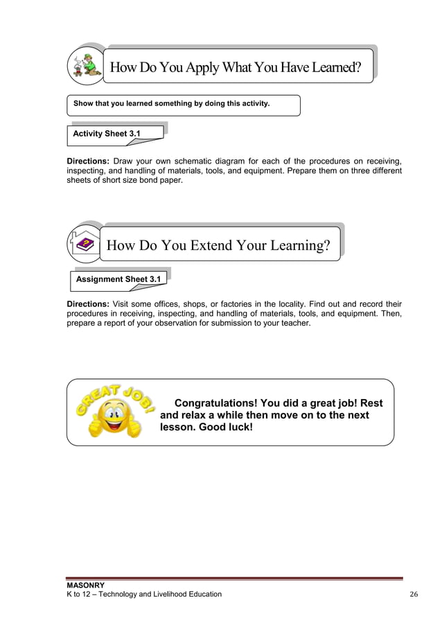 Masonry Learning Module Pdf Secondary Education Education