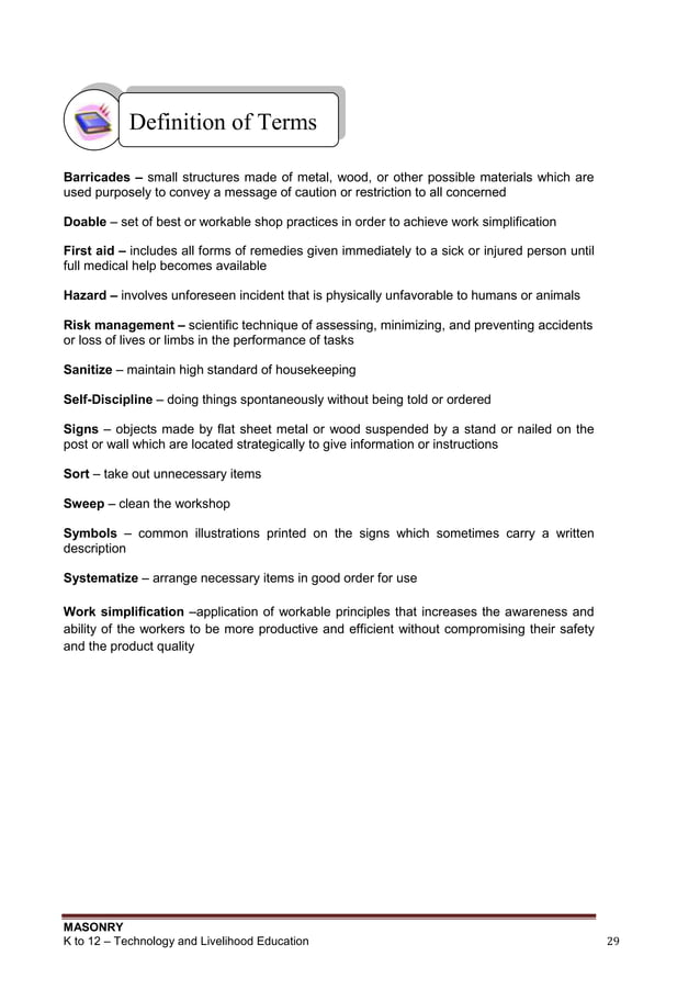 Masonry Learning Module Pdf Secondary Education Education