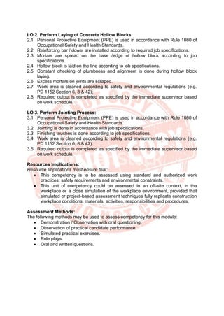 MASONRY NC II - CBLM | PDF