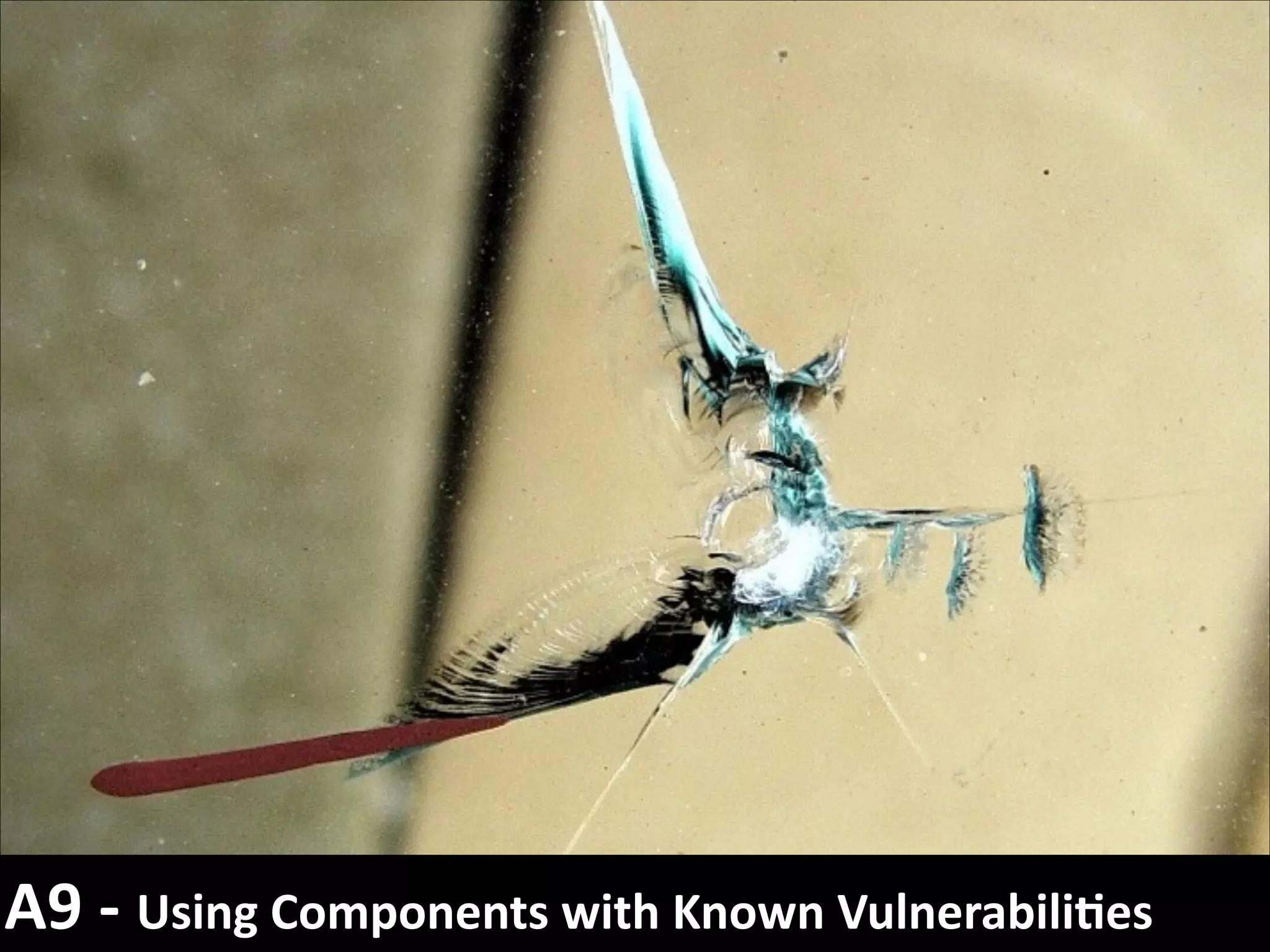 A9	
  -­‐	
  Using	
  Components	
  with	
  Known	
  Vulnerabili7es

 