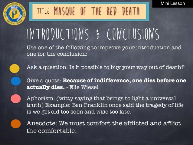 Masque Red Death lesson plan Friday