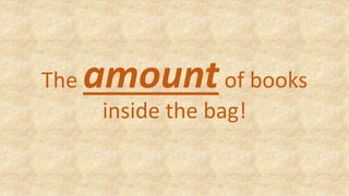 The amountof books
inside the bag!