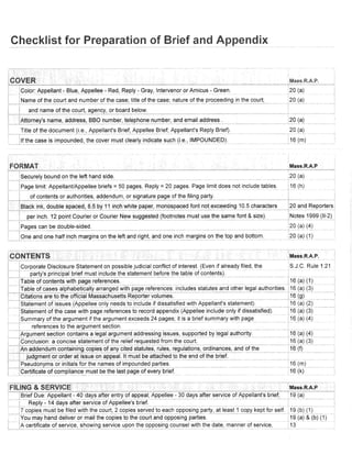Mass court of appeals briefs #39 checklist PDF Mass court of appeals briefs #39 checklist PDF