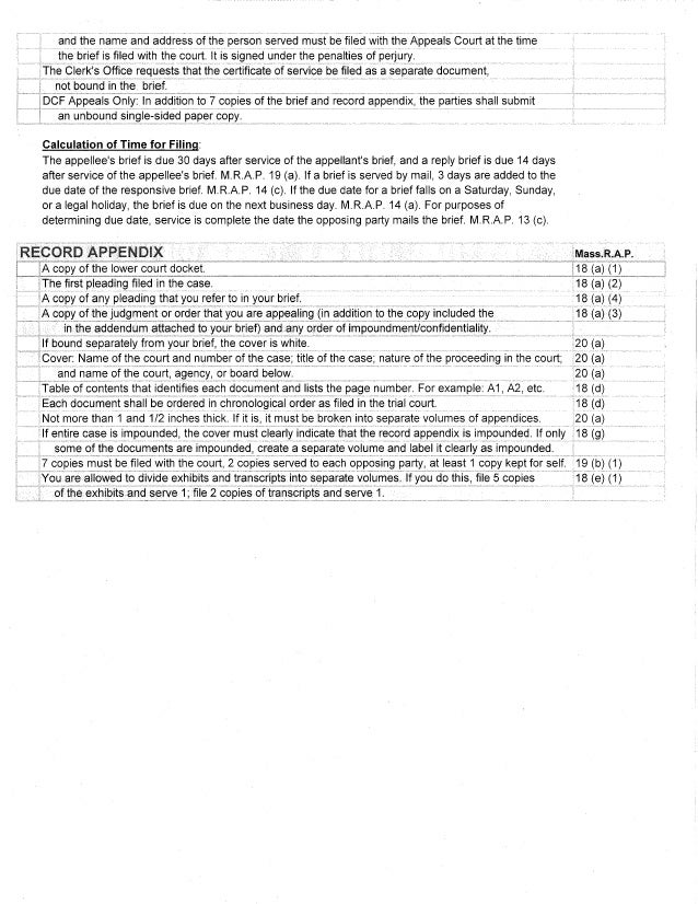 Mass court of appeals briefs #39 checklist Mass court of appeals briefs #39 checklist