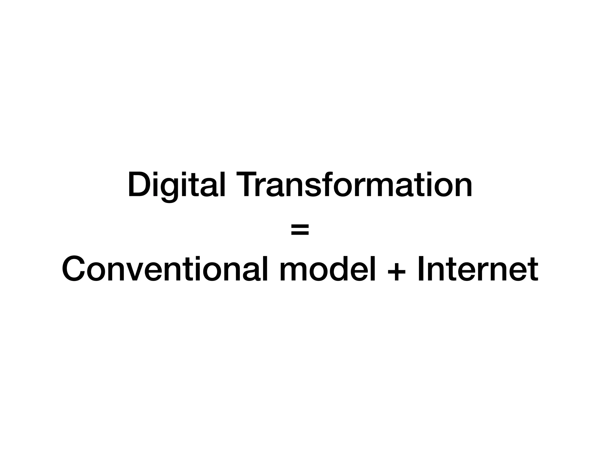 Digital Transformation


=


Conventional model + Internet
 