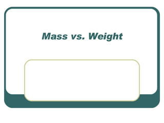 Mass vs. Weight 