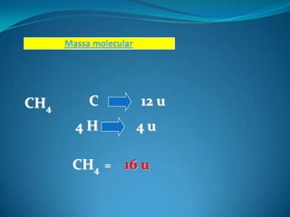 CH4    C          12 u
      4H         4u

      CH4   =   16 u
 