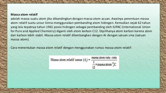Massa Atom Jumlah Partikel Dan Mol