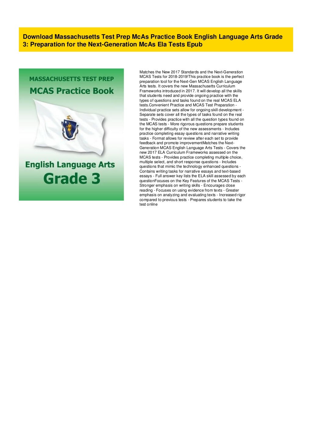 Download Massachusetts Test Prep McAs Practice Book English Language Download Massachusetts Test Prep McAs Practice Book English Language
