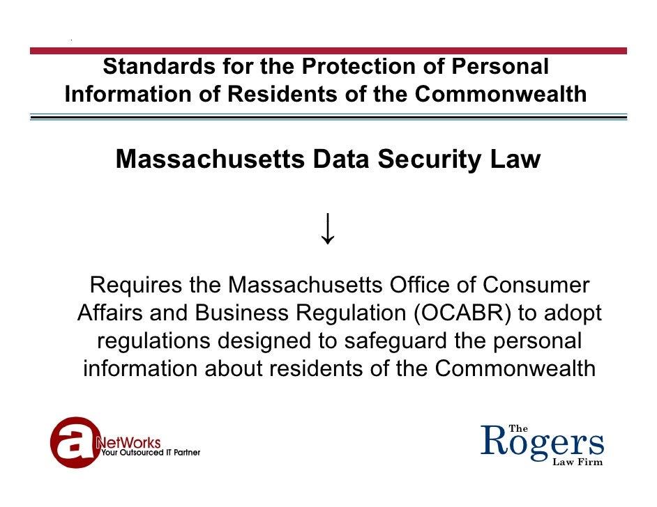 Massachusetts New Data Security Laws Presentation