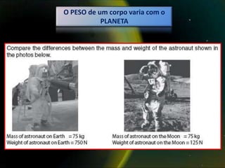 O PESO de um corpo varia com o
           PLANETA
 