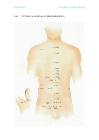 Peijian Shen                              Massagem Para Alívio da Dor



[130]   PONTOS DE ACUPUNTURA NA REGIÃO ABDOMINAL
 