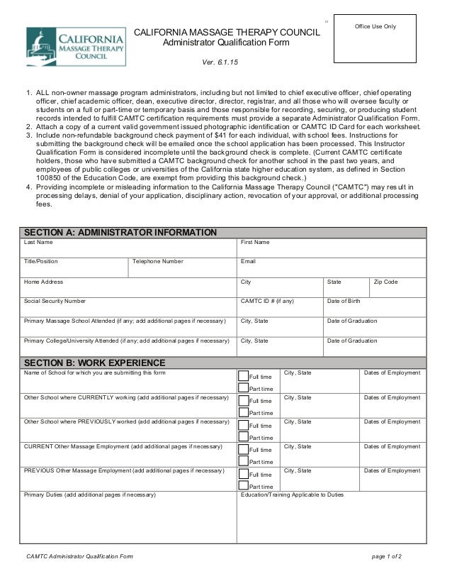California Massage Therapy Council Application For Massage School App 