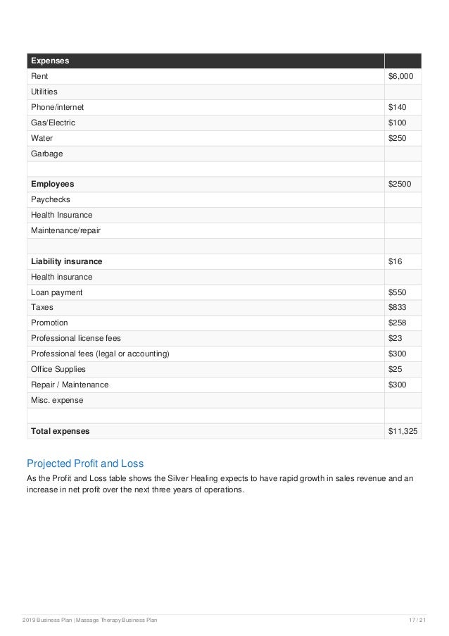 Free massage therapy business plan image