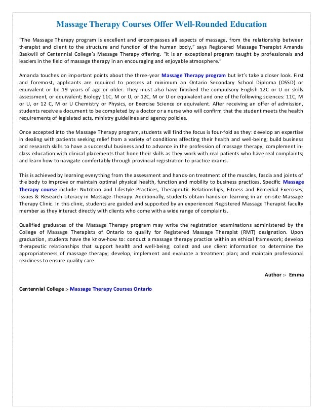 Massage Therapy Courses Offer Well Rounded Education - 