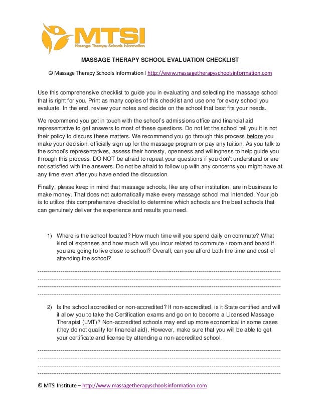 The Most Comprehensive Massage Therapy School Evaluation Checklist
