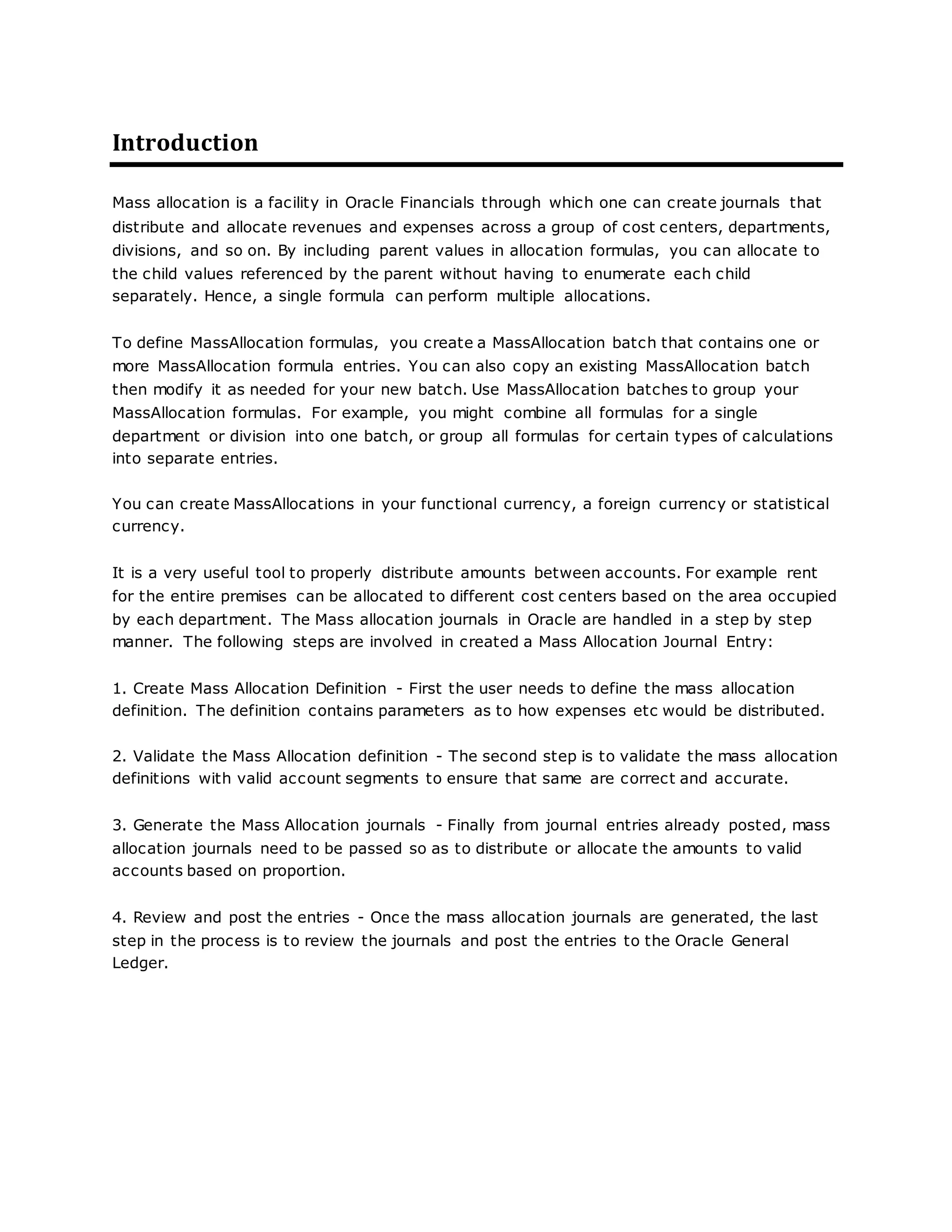 Mass Allocations | DOCX