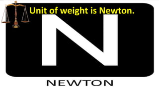 Unit of weight is Newton.
 