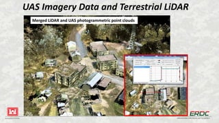 BUILDING STRONG® INNOVATIONS FOR A SAFER, BETTER WORLD
UAS Imagery Data and Terrestrial LiDAR
Merged LiDAR and UAS photogrammetric point clouds
 