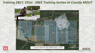 BUILDING STRONG® INNOVATIONS FOR A SAFER, BETTER WORLD
Training 2BCT, 101st - EBEE Training Sorties at Cassidy MOUT
~ 6 sq km collection over 6 RGB sorties + 1 CIR
Mission planning at Cassidy
 