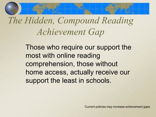 In 2005, did adolescents in North America read more on the Internet or more with books and other printed material?On the Internet Offline in books, etc.The same for both.On the Internet!In 2005, students aged 8-18 spent 48minutes per day reading on the Internet and only 43minutes per day reading offline. (Kaiser Family Foundation, 2005).